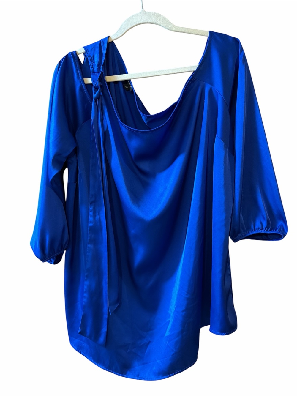Satin Cowl Neck Women’s Top - Royal Blue off shoulder one size Torrid 2